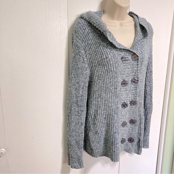 Hooded Hoodie Long Cardigan Sweater Pea Coat Button Down by Dress Barn Large - Picture 6 of 13